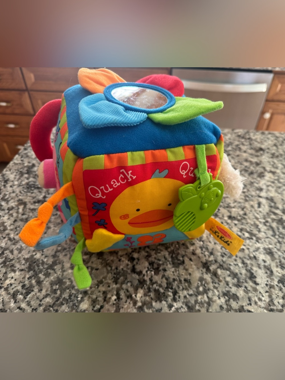 Melissa & Doug Multicolor Plush Sensory Activity Cube with Duck & Teether